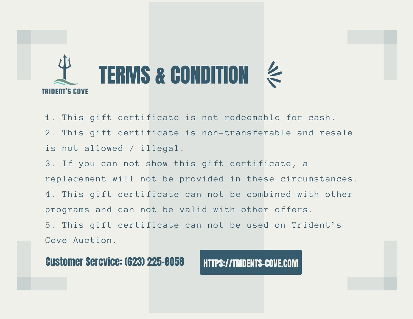 Trident's Cove Gift Card